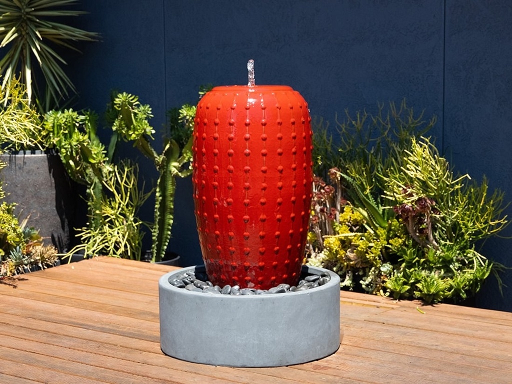 [PV-LBW597LRD] DIAMOND JAR FOUNTAIN, LAVISH RED, 19.5"X35" (BASE/PUMP SOLD SEPERATELY)