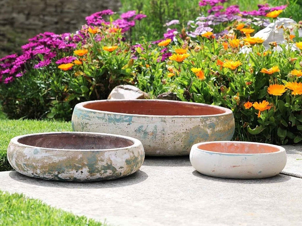 [PV-TS0139ATS-S3] SUCCULENT BOWL, ATLANTIS SKY, SET OF 3 - 19.0" X 5.0", 14.5" X 3.5", 10.5" X 3.5"