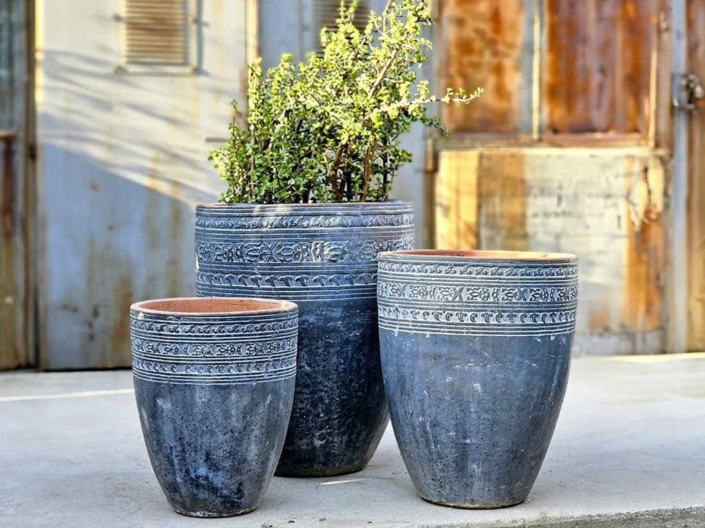 [PV-TS2262GPH-S3] CONO DE BARRO, GRAPHITE, SET OF 3- 26.5"X30.5", 20.5"X26.0", 17.0"X21.0"