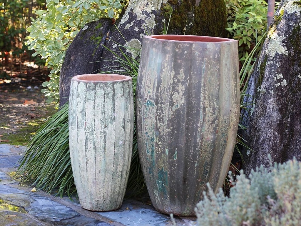 [PV-TS2283VDG-S2] VASE DEL MESON, VERDIGRIS, SET OF 2- 17.0"X31.0", 11.0"X26.0"