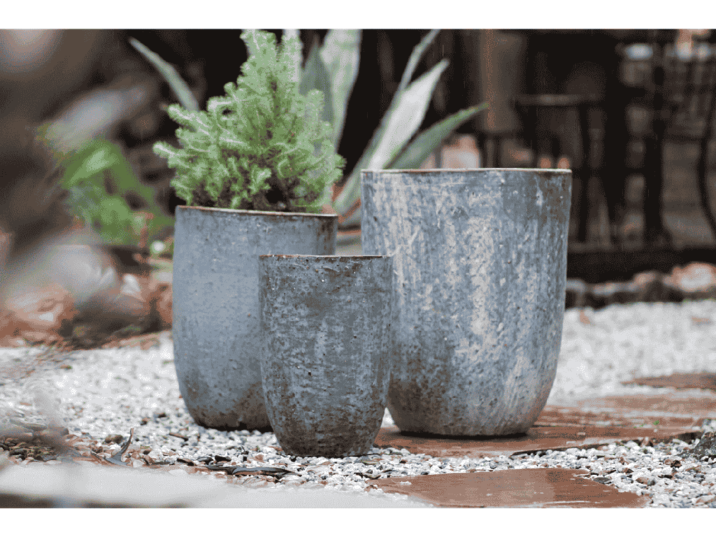 [PV-TS2306GPH-S3] MILANO TALL BARREL PLANTER, GRAPHITE, SET OF 3 - 18.5" X 23.0", 14.5" X 19.0", 11.0" X 17.0"