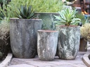 MILANO TALL BARREL PLANTER, VERDIGRIS, SET OF 4 -23.0"X26.5", 18.5" X 23.0", 14.5" X 19.0", 11.0" X 17.0"