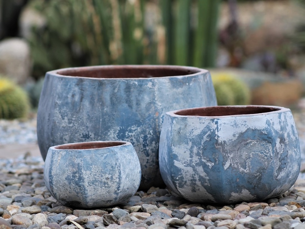 [PV-TS2362AGS-S3] PUMPKIN PLANTER, AEGEAN SEA, SET OF 3- 16.5"X14.0", 12.5"X10.5", 8.5"X6.5"