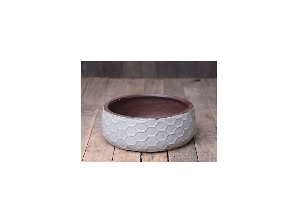 [PV-TST2625EWT-S4] TUSCAN VILLAGE HAND THROWN HEXAGON BOWLS, EARTH WHITE, SET OF 4 - 12.5" X 4.5", 10.0" X 3.5", 8.0" X 3.0", 6.5" X 2.5"