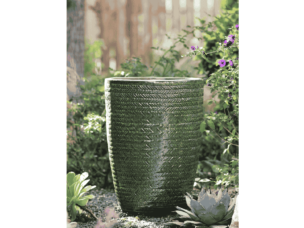 [PY-1609SFG-S3] ROPE PRINTED PLANTER, SEA FOAM GREEN, SET OF 3 - 17.5" X 23.0", 14.0" X 18.0", 10.5" X 14.0"