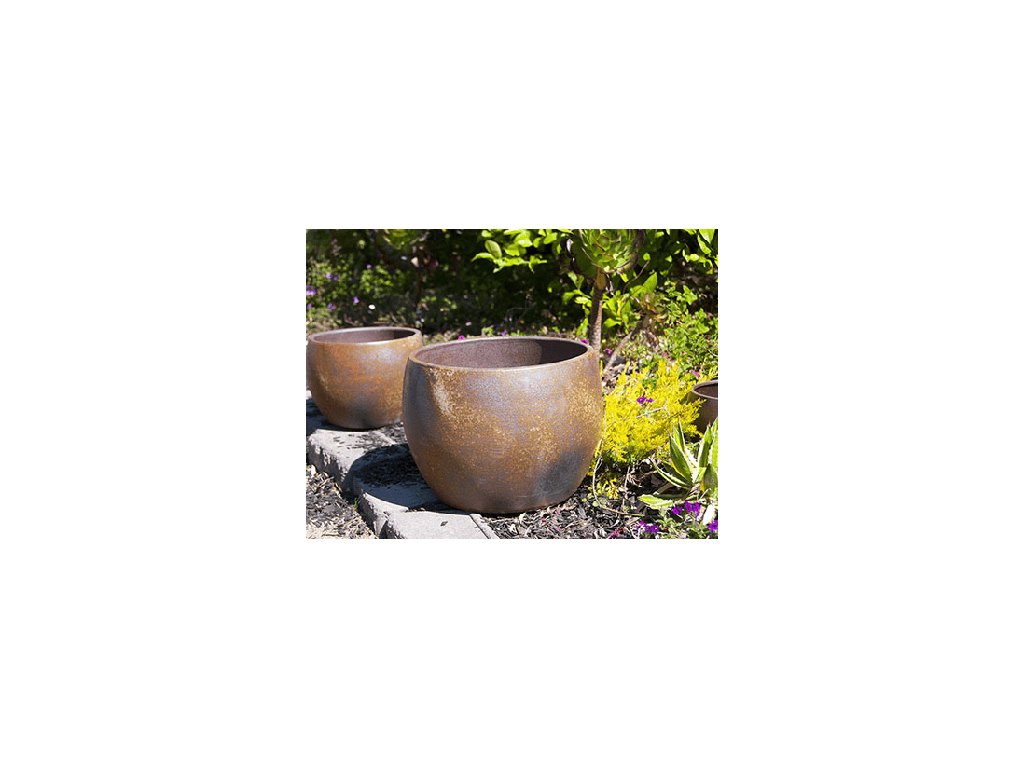[PY-1612EMB-S3] LAGUNA DRUM PLANTER, EMBER, SET OF 3 - 16.5" X 12.0", 12.0" X 9.0", 8.5" X 6.0"