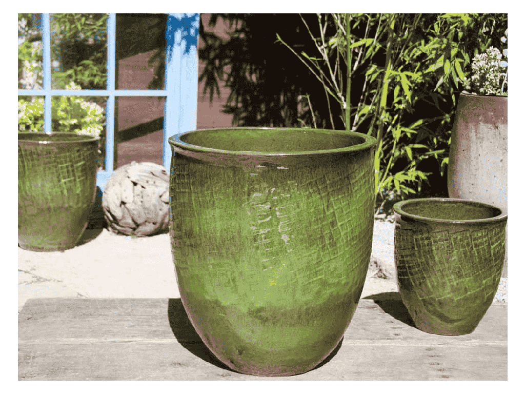 [PY-1645TGN-S3] NET PRINTED PLANTER, TROPICAL GREEN, SET OF 3 - 19.5" X 21.0", 15.5" X 17.0", 12.0" X 13.0"