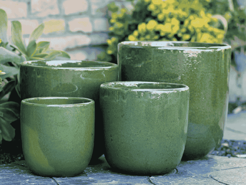 [PY-1695SPG-S4] LAGUNA BUCKET PLANTER, SPRING GREEN, SET OF 4- 14.5" X 14.5", 12.0" X 12.0", 10.5" X 10.5", 8.5" X 8.5"