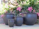 CLASSIC FISH BOWL PLANTER, IRON, SET OF 3 - 15"x15", 12"x12" ,8"x9"