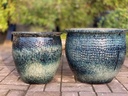 CLASSIC FISH BOWL PLANTER, ICE BLUE, SET OF 5 -23"X18.5", 19"x16", 15"x15", 12"x12" ,8"x9"