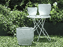 VALENCIA PLANTER WITH ATTACHED SAUCER, WHITE SPOT, 14.0"X13.5"