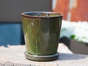 LILAC POT WITH ATTACHED SAUCER, TROPICAL GREEN, SIZE A, 5.5"X6.0" (SOLD IN CASE OF 6)