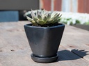 OAHU INDOOR PLANTER WITH ATTACHED SAUCER, SILVER, 5"X4.5" (SOLD IN CASE OF 6)