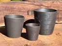TURN TABLE CUP, ESPRESSO CLAY, SET OF 3- 5.5"X5.5", 4.5"X4.5", 3.0"X3.0" (SOLD IN CASE OF 4)