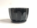 CLAMSHELL PLANTER WITH ATTACHED SAUCER, BLACK, A SIZE, 10.5"X7.0" (SOLD IN CASE OF 2)