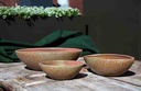 SUCCULENT CANOE, RAKU CLAY, SET OF 3 - 12.0" X 4.0" X 6.0", 9.0" X 3.0" X 5.0", 7.0" X 2.5" X 4.5" (SELL BY CASE OF 2)