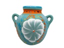 TALAVERA TIERRA LUZ HANGING HALF JAR WITH HANDLES, 10.0"X7.5", SOLD IN CASE OF 4