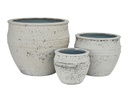 BASIN PLANTERS, IVORY NATURAL STONE, SET OF 3- 21.0"X17.5", 16.0"X13.0", 11.0"X9.5"