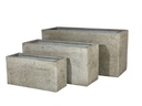 STONE BOX PLANTER, GREY STONE, SET OF 3- 39.5"X15.5"X19.5", 31.5"X12.0"X15.5", 23.5"X8.5"X12.0"