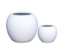 SPHERE PLANTER, GLOSSY WHITE, SET OF 2- 24.5"X18.5", 12.0"X9.5"