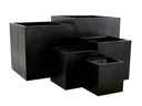 CUBE PLANTER BLACK POLY FIBER, SET OF 5-  27.5"x27.5", 23.5"x23.5", 19.5"x19.5", 15.5"x15.5", 12"x12"