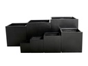 CUBE PLANTER BLACK POLY  FIBER, SET OF 7- 35.5"x35.5", 31.5"x31.5", 27.5"x27.5", 23.5"x23.5", 19.5"x19.5", 15.5"x15.5", 12"x12"