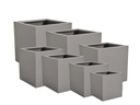 CUBE PLANTER DARK GRAY POLY FIBER, SET OF 7- 35.5"x35.5", 31.5"x31.5", 27.5"x27.5", 23.5"x23.5", 19.5"x19.5", 15.5"x15.5", 12"x12"
