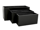 RECTANGULAR BOX PLANTER  BLACK POLY POLY FIBERS, SET OF 3- 39.5"x15.5"x19.5", 31.5"x12"x15.5", 23.5"x10"x12"