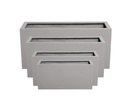 RECTANGULAR BOX PLANTER  LIGHT GREY POLY  FIBERS, SET OF 4- 47"x19.5"x21.5", 39.5"x15.5"x19.5", 31.5"x12"x15.5", 23.5"x10"x12"