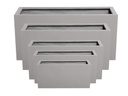 RECTANGULAR BOX PLANTERLIGHT GREY POLY FIBERS, SET OF 5-  59"x24.5"x27.5", 47"x19.5"x21.5", 39.5"x15.5"x19.5", 31.5"x12"x15.5" ,23.5"x10"x12"