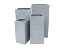 TALL SQUARE PLANTER, CEMENT GREY, SET OF 4-15.5"x15.5"x31.5", 13.5"x13.5"x27.5", 11"x11"x23.5", 9"x9"x19.5"