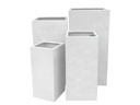 TALL SQUARE PLANTER, PURE WHITE, SET OF 4-15.5"x15.5"x31.5", 13.5"x13.5"x27.5", 11"x11"x23.5", 9"x9"x19.5"