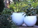 ROUND BALL PLANTER, PURE WHITE, SET OF 2-  27"X22.5", 21"X17.5"