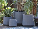 CORRUAGTED RAIDUS PLANTER, ECOSTONE GREY, SET OF 4- 22.5"X21.5", 18.5"X17.5", 14.5"X14", 12'X11.5'