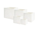 CUBE FIBER PLANTER, VINTAGE WHITE, SET OF 5 - 24.0"x24.0", 20.0"x20.0", 16.0"x16.0", 12.0"x12.0", 10.0"x10.0"