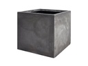 CUBE PLANTER CEMENT DARK, SET OF 4- 17.5"x17", 14"x14", 12"x11.5", 9.5"x8.5"