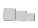 CUBE PLANTER CEMENT WHITE, SET OF 3- 14"x14", 12"x11.5", 9.5"x8.5"
