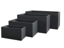 RECTANGULAR IBER PLANTER, BLACK, SET OF 4 - 38.5"x15.5"x17.5", 31.5"x13.0"x15.5", 23.5"x10.0"x12.0", 19.5"x7.5"x8.0", ABCD