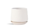 HAND ROLLED POT WITH ATTACHED SAUCER, SAND MILKY WHITE, 6.5"X6.5", CASE OF 4