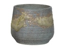 ROUND HAND FORMED PLANTER, BLUE STONE RUST, 9.5"X8.0", SOLD IN CASE OF 2