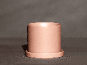 CYLINDER POT WITH DETACHED SAUCERS, MATTE PINK, 4.0"x3.5",  SOLD IN CASE OF 12