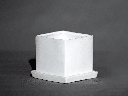 CUBE POT WITH DETACHED SAUCERS,  MATTE WHITE, 4.5"x3.5", SOLD IN CASE OF 12