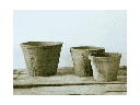 WEMBLEY TERRA COTTA FARM POTS, MOSSED BLACKSTONE, 4.0"x3.0", 3.5"x2.5", 2.5"x2.0" (SOLD IN CASE OF 24 SETS)