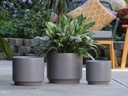 LARGE COMET PLANTER , HEATHER GREY, SET OF 3- 12"X10" 10"X8.5" 8"X8"