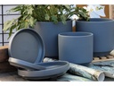 MID MODERN PLANTER WITH DETACHED SAUCER, JET GREY, 14.0"X12.0", 14.0"X2.5"