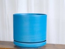 MID MODERN PLANTER WITH DETACHED SAUCER, SAPPHIRE BLUE (SCL), 14.0"X12.0", 14.0"X2.5"