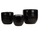 BERGONIA PLANTER, CLASSIC BLACK , SET OF 3- 15"X13.5", 12"X12", 10"X9"