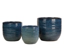 BERGONIA PLANTER, TROPIC BLUE, SET OF 3- 15"X13.5", 12"X12", 10"X9"