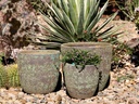 CAMILIA PLANTER, AEGEAN GREEN, SET OF 3- 15"X13.5", 12"X12", 10"X9"