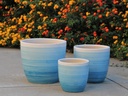 CAMILIA PLANTER, OMBRE BLUE, SET OF 3- 15"X13.5", 12"X12", 10"X9"
